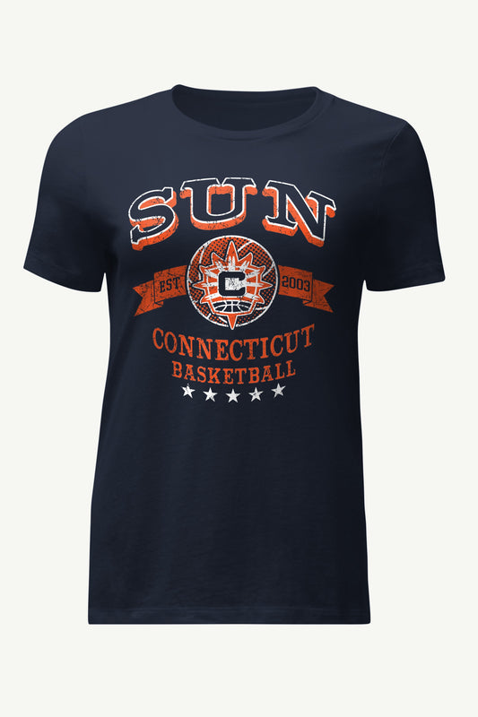 WOMENS WNBA CONNECTICUT SUN BLEACHERS & BANNER T SHIRT - Navy