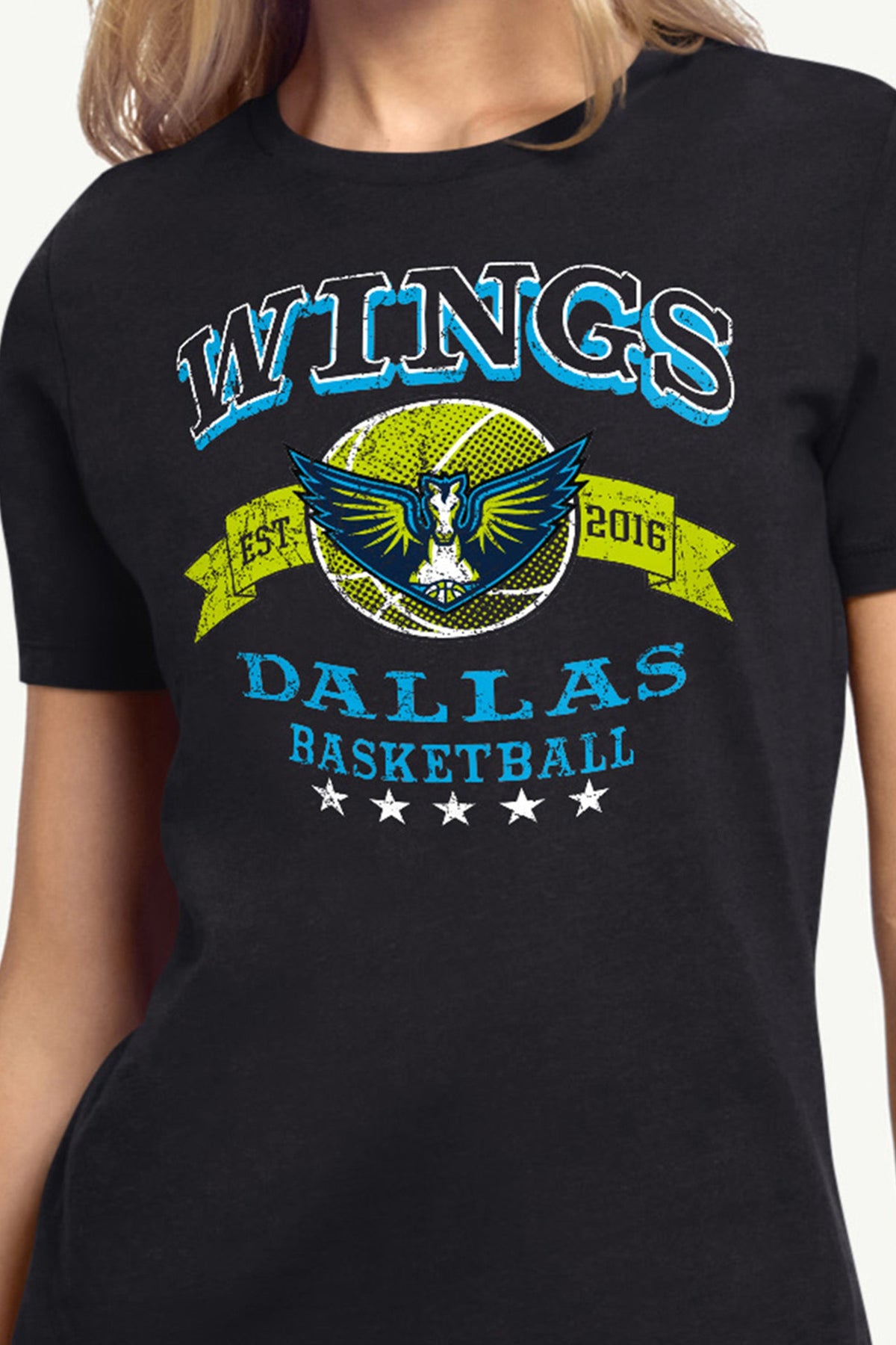 WOMENS WNBA DALLAS WINGS BLEACHERS & BANNER T SHIRT - Black