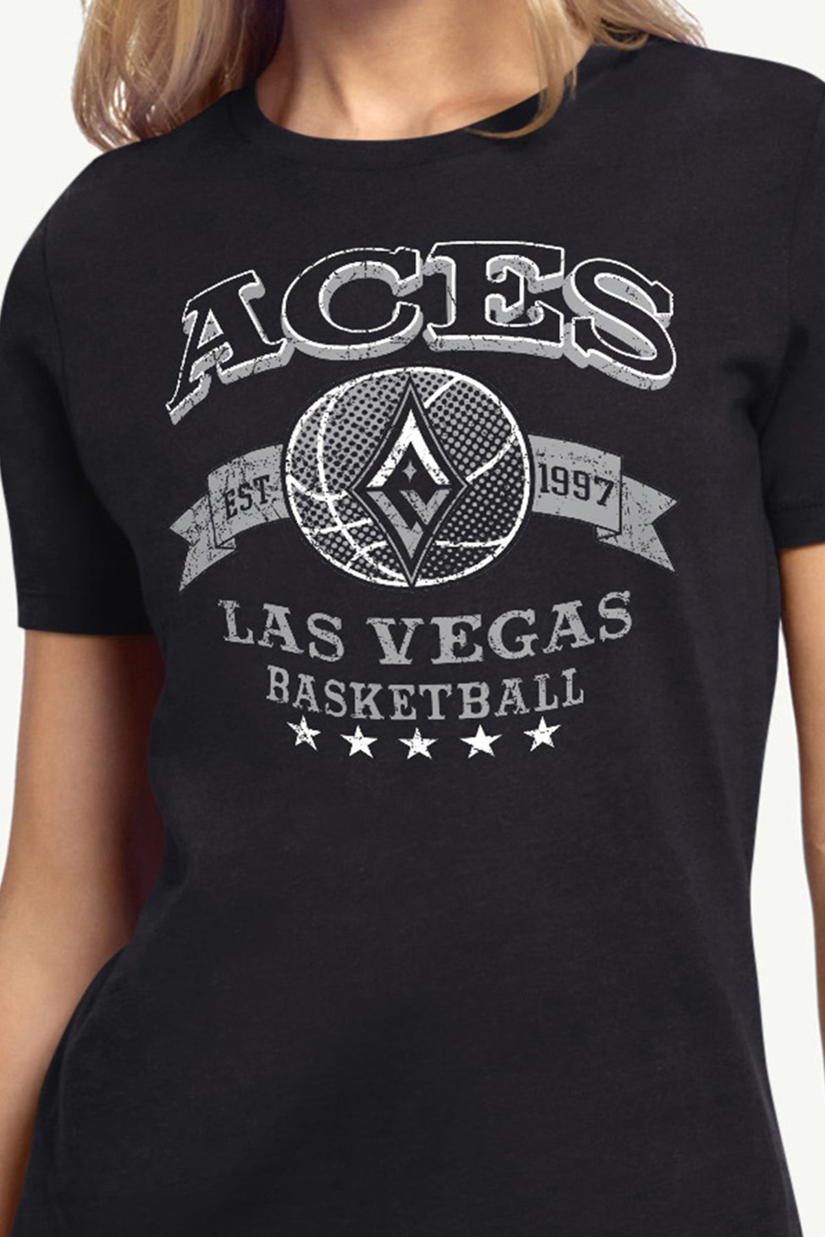 WOMENS WNBA LAS VEGAS ACES BLEACHERS & BANNER T SHIRT - Black