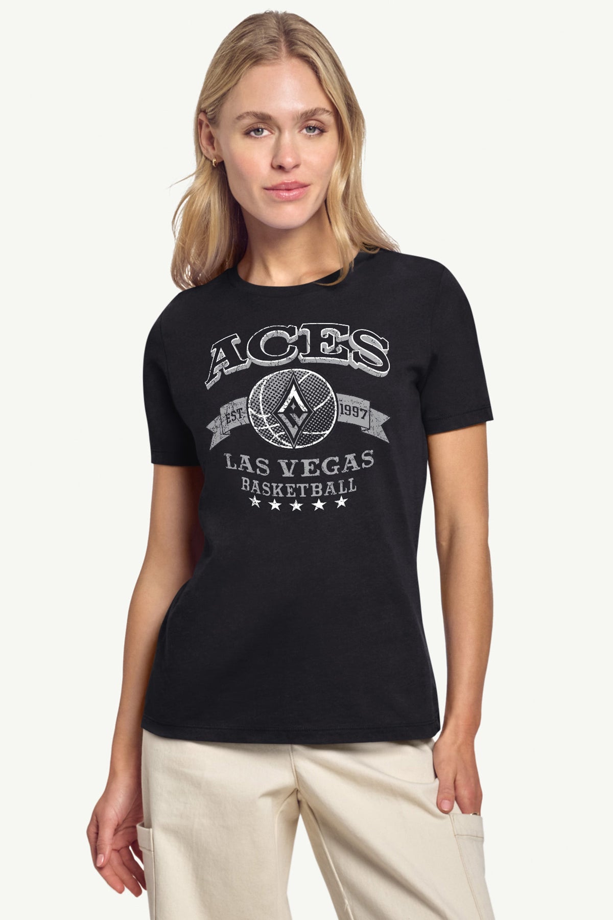 WOMENS WNBA LAS VEGAS ACES BLEACHERS & BANNER T SHIRT - Black
