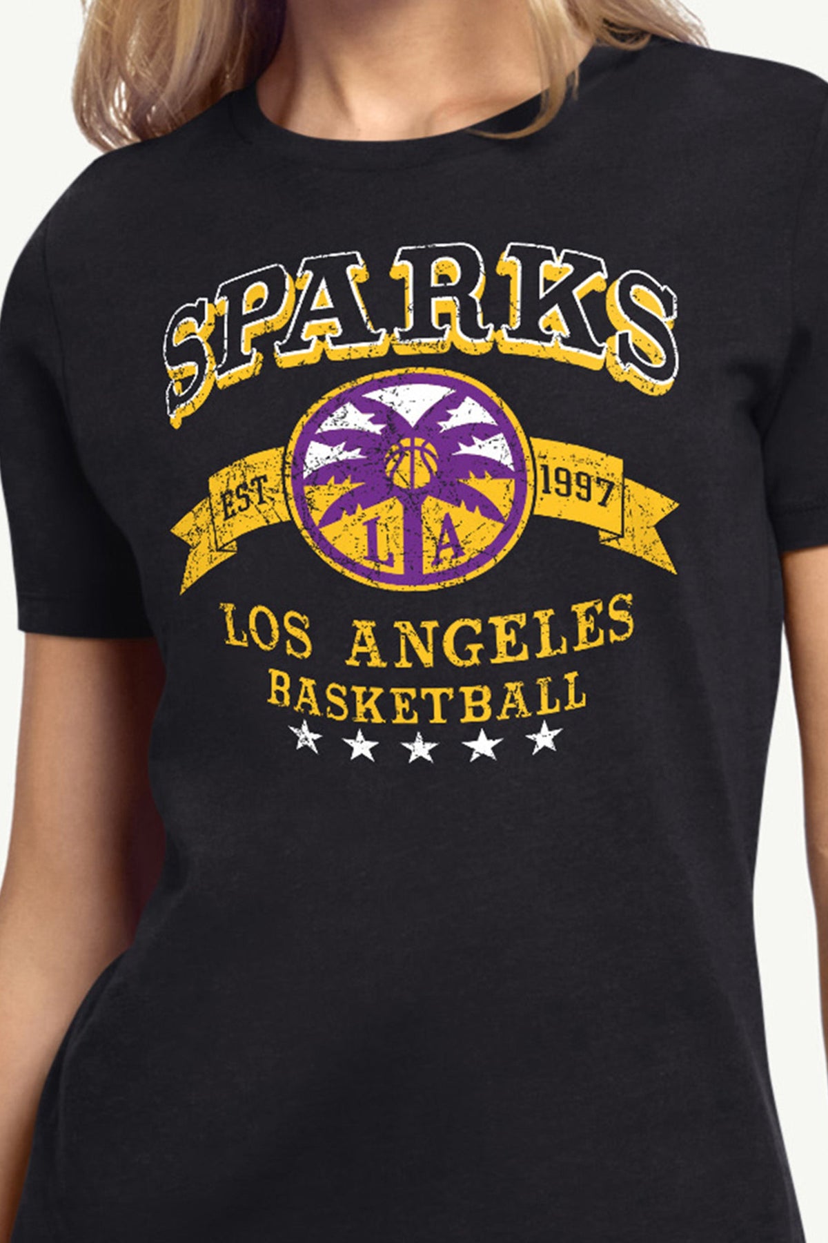 WOMENS WNBA LOS ANGELES SPARKS BLEACHERS & BANNER T SHIRT - Black