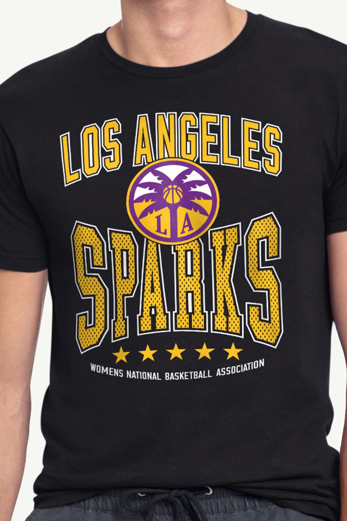 MENS WNBA LOS ANGELES SPARKS CENTER SQUEEZE T SHIRT - Black