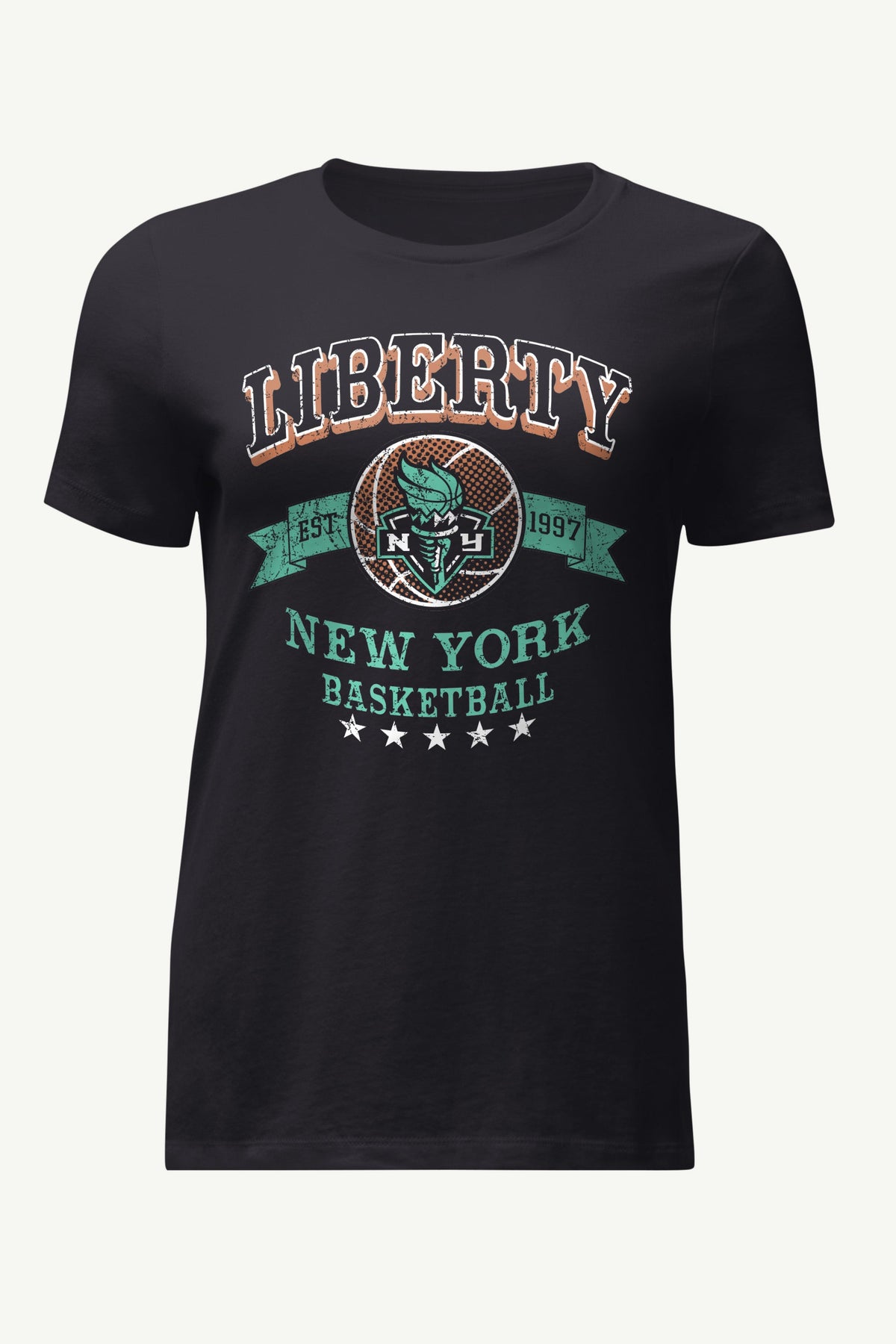 WOMENS WNBA NEW YOR LIBERTY BLEACHERS & BANNER T SHIRT - Black