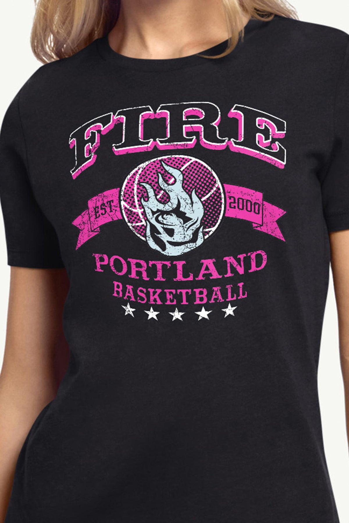 WOMENS WNBA PORTLAND FIRE BLEACHERS & BANNER T SHIRT - Black