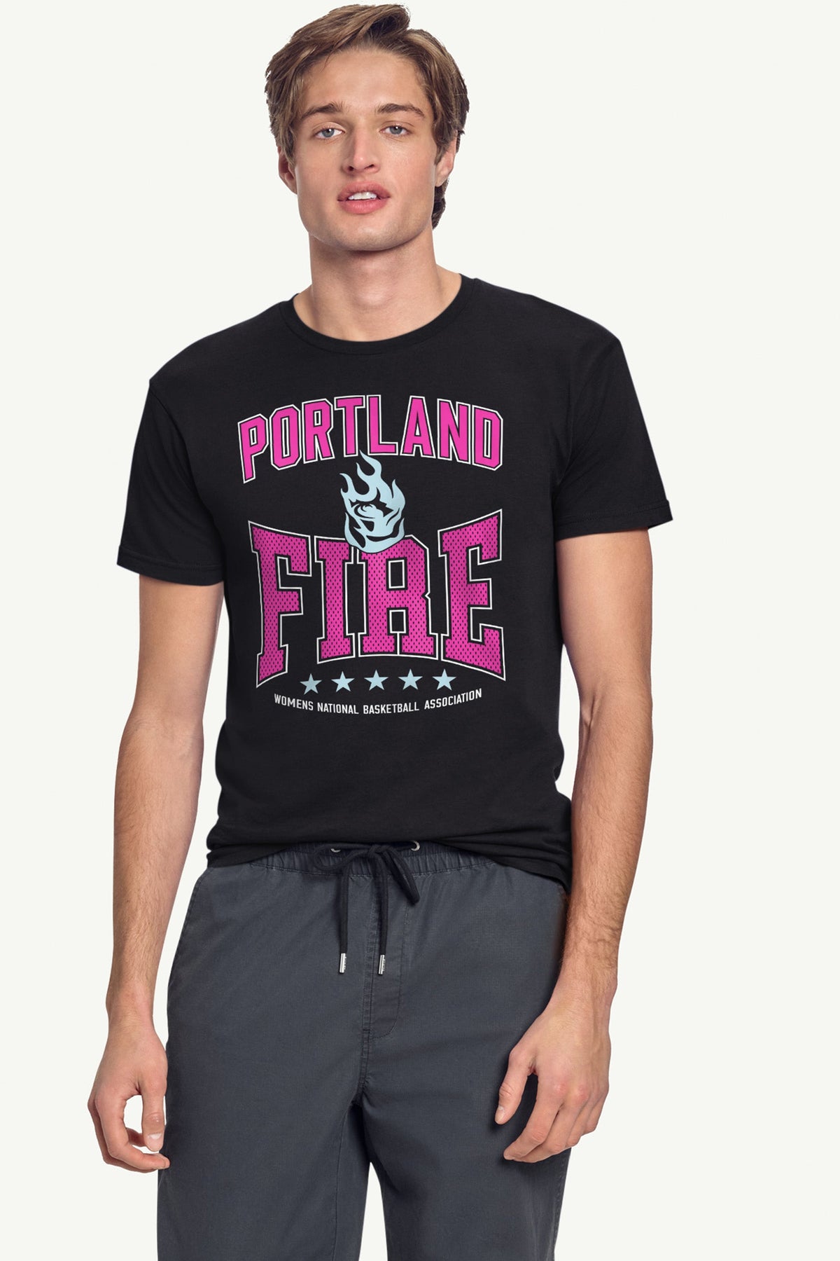 MENS WNBA PORTLAND FIRE CENTER SQUEEZE T SHIRT - Black