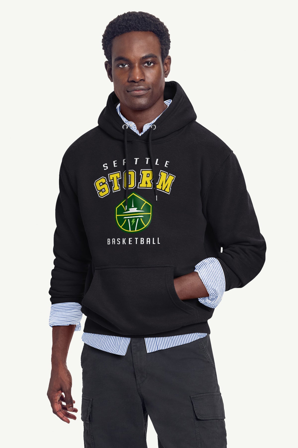MENS SEATTLE STORM LOGO HOODIE - Black
