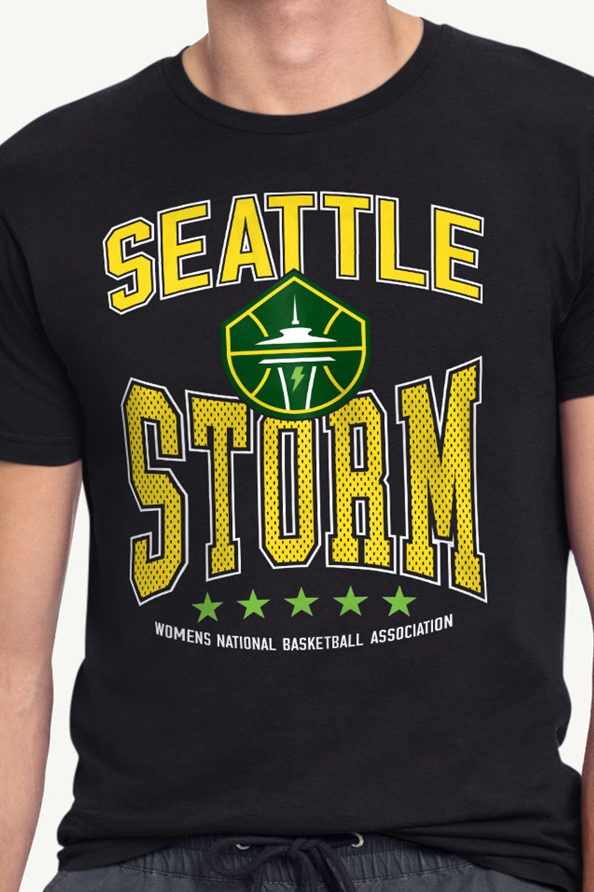 MENS WNBA SEATTLE STORM CENTER SQUEEZE T SHIRT - Black