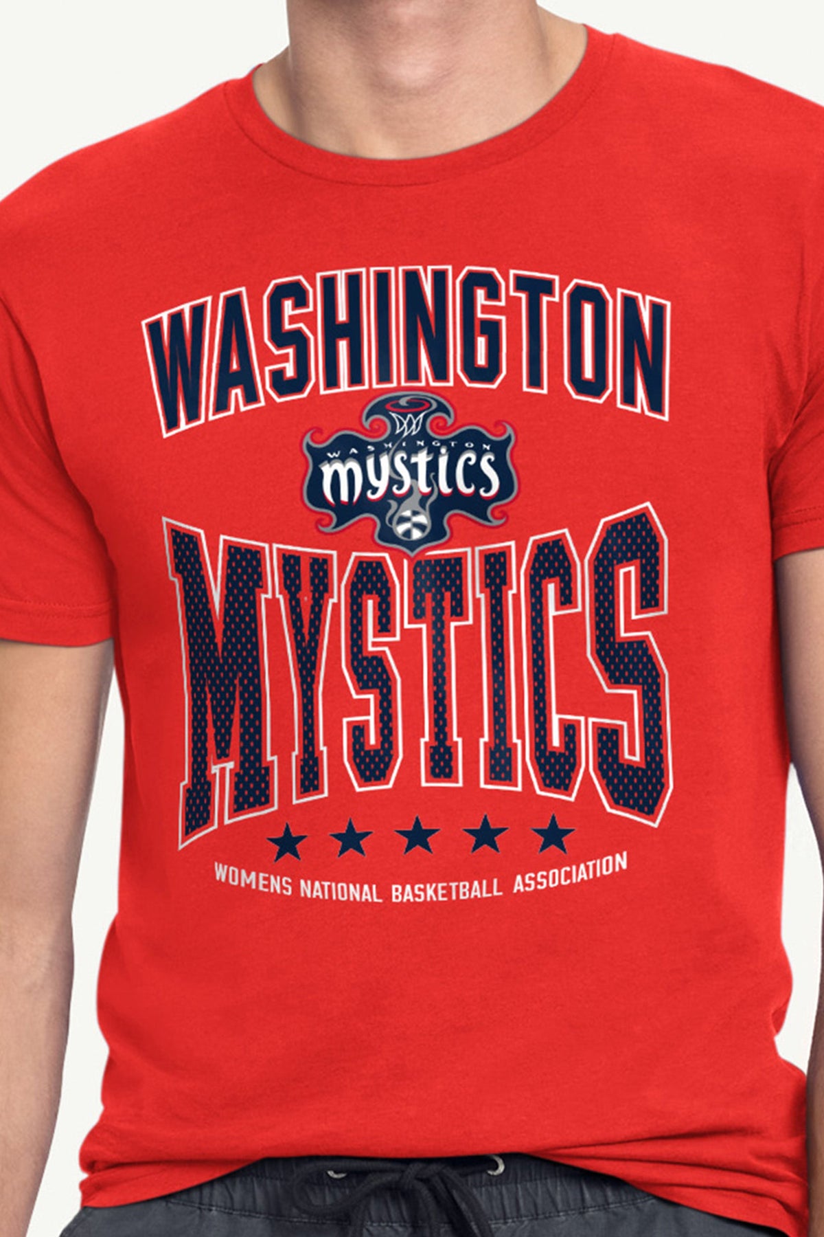 MENS WNBA WASHINGTON MYSTICS CENTER SQUEEZE T SHIRT - Red