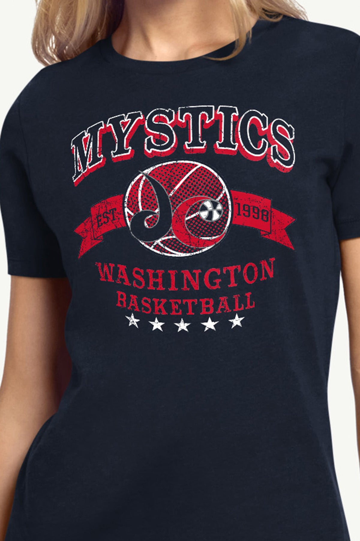 WOMENS WNBA WASHINGTON MYSTICS  BLEACHERS & BANNER T SHIRT - Navy