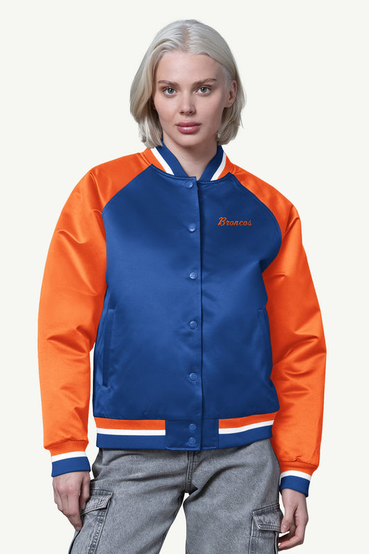 WOMENS DENVER BRONCOS FINAL SCORE SATIN VARSITY JACKET - Starter
