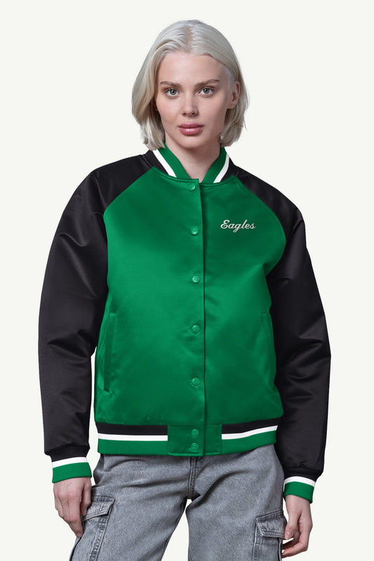 WOMENS PHILADELPHIA EAGLES FINAL SCORE SATIN VARSITY JACKET - Starter