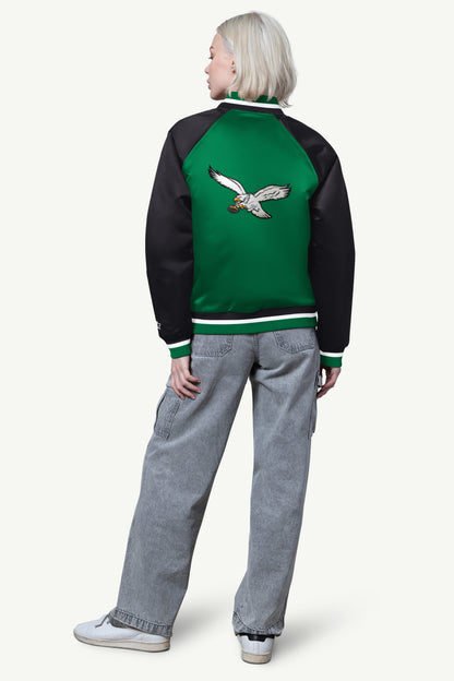 WOMENS PHILADELPHIA EAGLES FINAL SCORE SATIN VARSITY JACKET - Starter