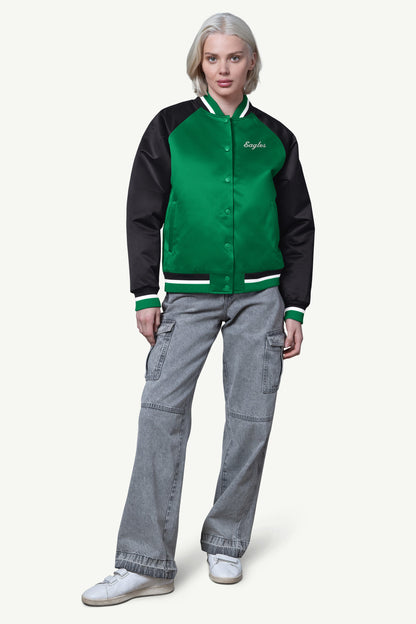 WOMENS PHILADELPHIA EAGLES FINAL SCORE SATIN VARSITY JACKET - Starter