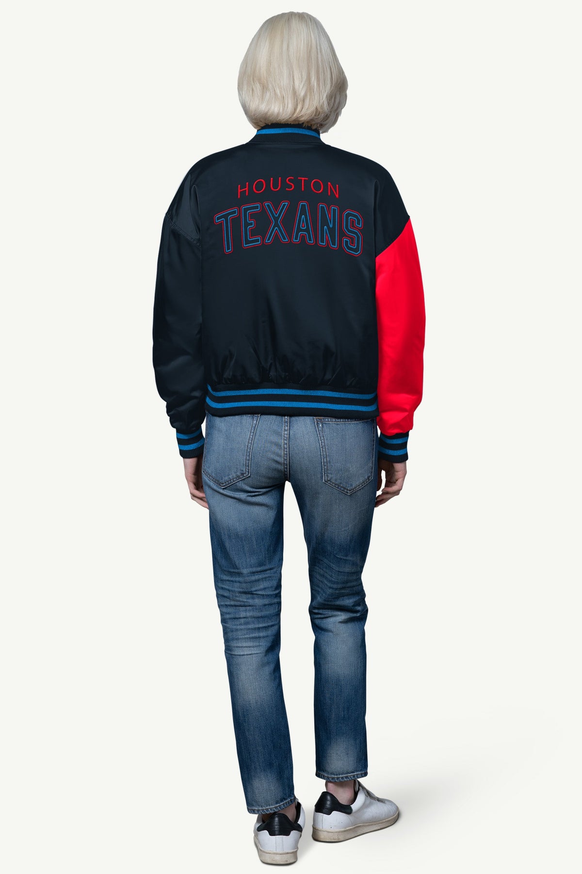 WOMENS HOUSTON TEXANS OFFSIDE SATIN VARSITY JACKET - Starter