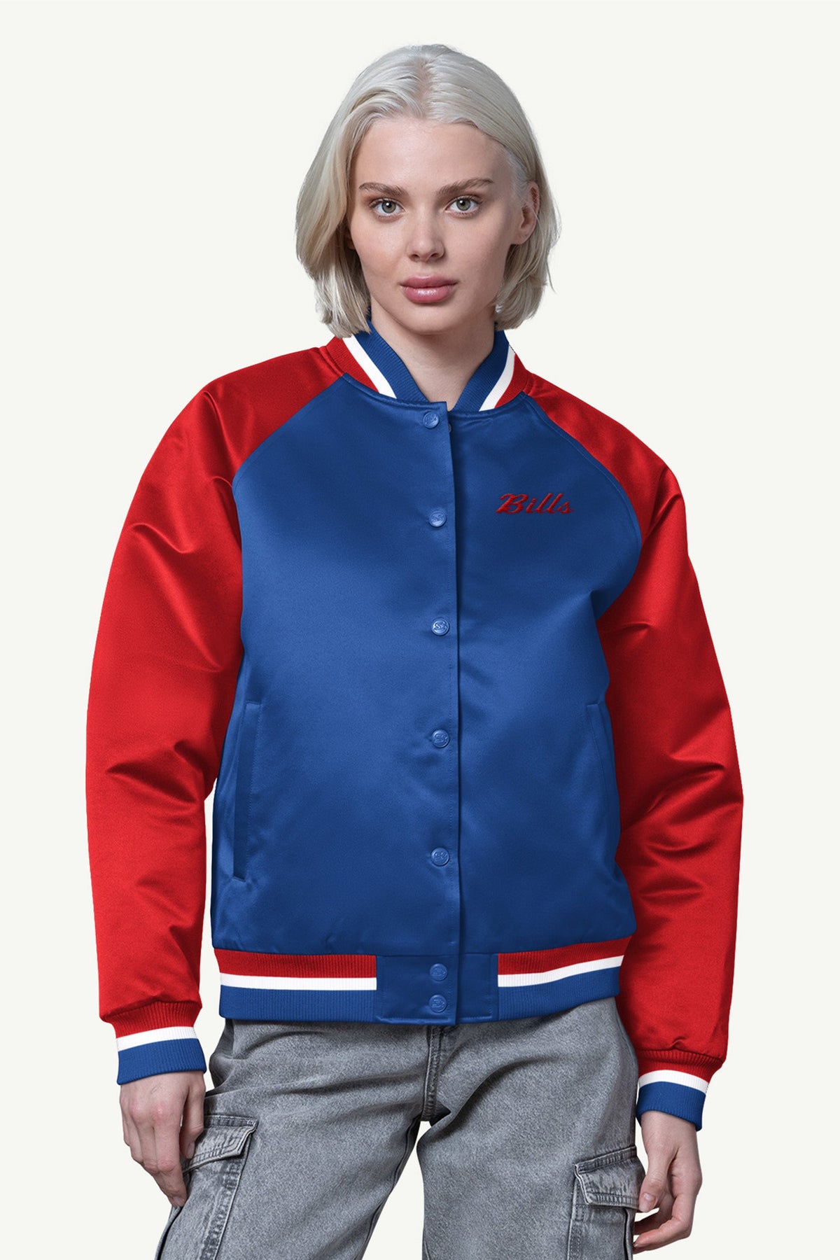 WOMENS BUFFALO BILLS FINAL SCORE SATIN VARSITY JACKET - Starter