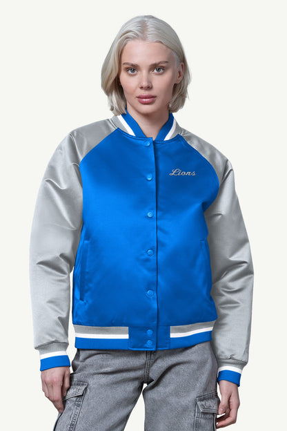 WOMENS DETROIT LIONS FINAL SCORE SATIN VARSITY JACKET - Starter