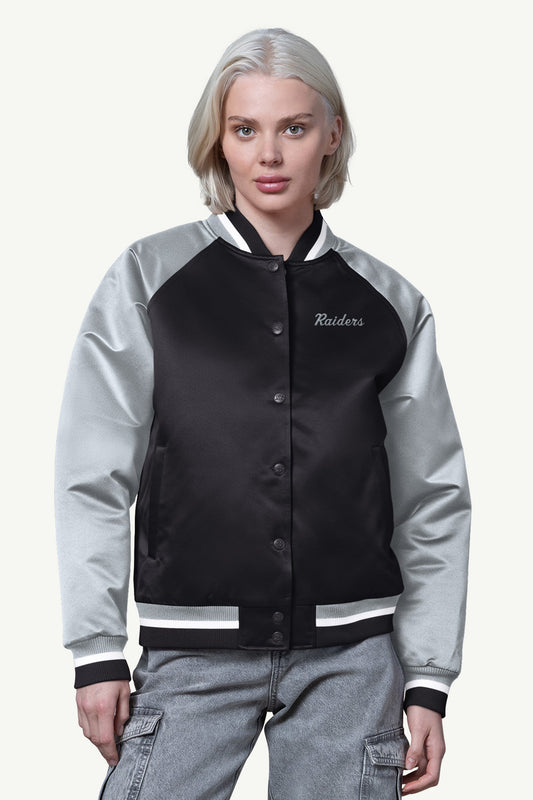 WOMENS LAS VEGAS RAIDERS FINAL SCORE SATIN VARSITY JACKET - Starter