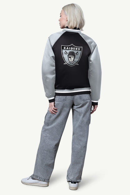 WOMENS LAS VEGAS RAIDERS FINAL SCORE SATIN VARSITY JACKET - Starter