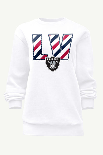 WOMENS LAS VEGAS RAIDERS STARS AND STRIPES SWEATSHIRT - White