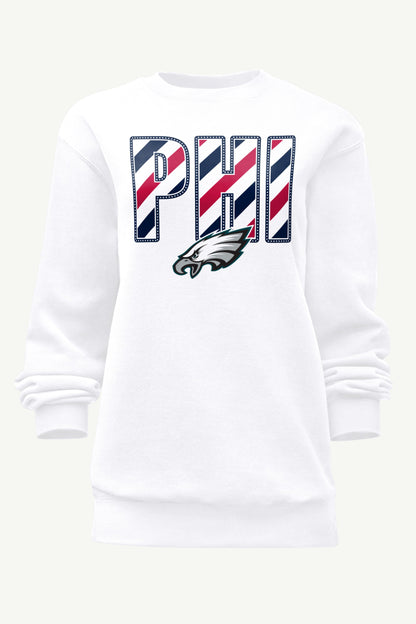 WOMENS PHILADELPHIA EAGLES STARS AND STRIPES SWEATSHIRT - White