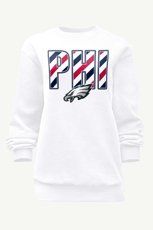 WOMENS PHILADELPHIA EAGLES STARS AND STRIPES SWEATSHIRT - White