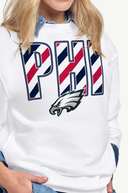 WOMENS PHILADELPHIA EAGLES STARS AND STRIPES SWEATSHIRT - White