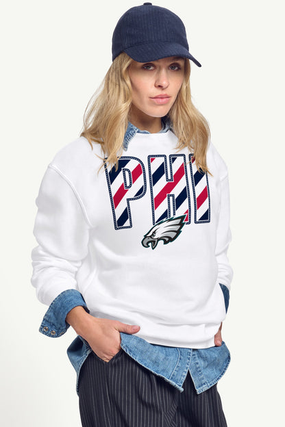 WOMENS PHILADELPHIA EAGLES STARS AND STRIPES SWEATSHIRT - White