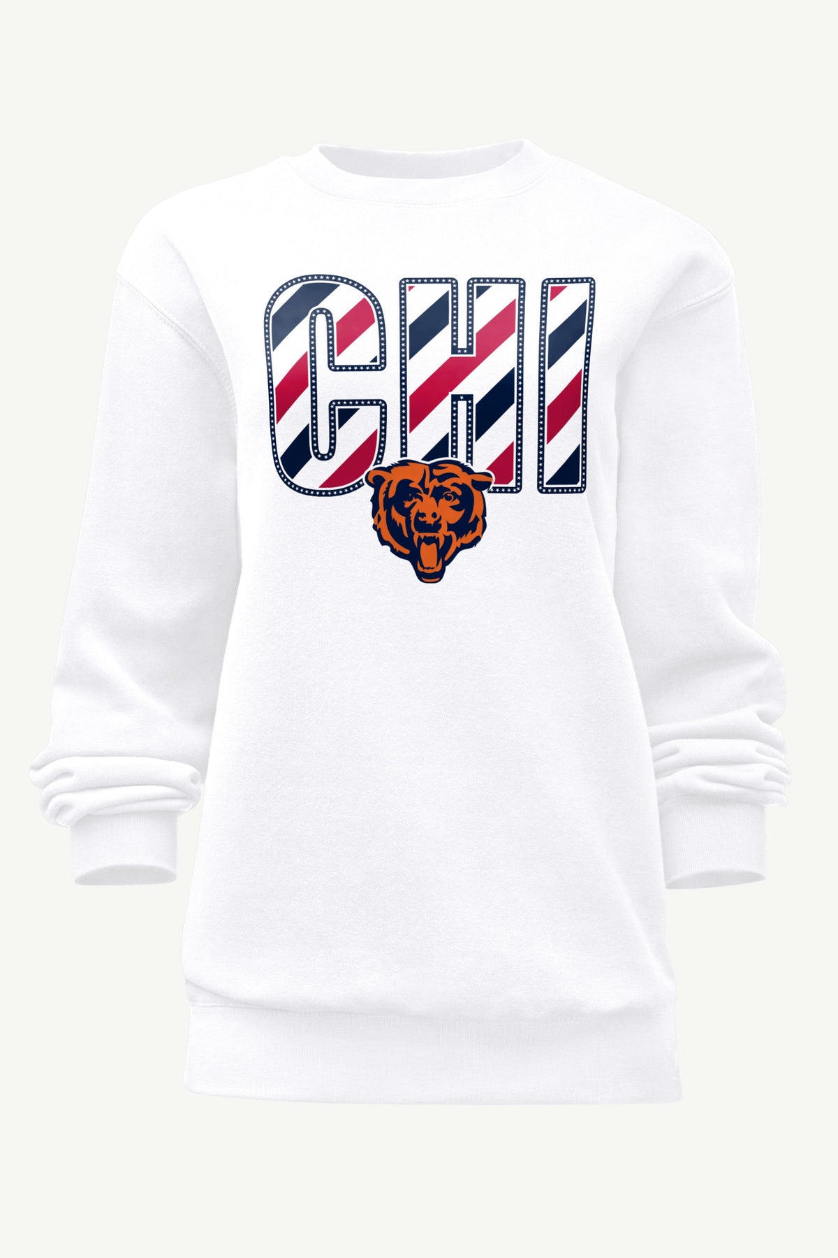 WOMENS CHICAGO BEARS STARS AND STRIPES SWEATSHIRT - White