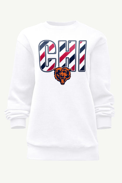 WOMENS CHICAGO BEARS STARS AND STRIPES SWEATSHIRT - White