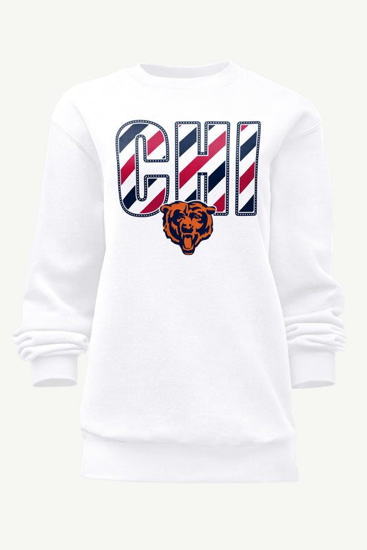 WOMENS CHICAGO BEARS STARS AND STRIPES SWEATSHIRT - White
