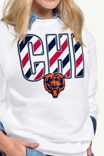 WOMENS CHICAGO BEARS STARS AND STRIPES SWEATSHIRT - White