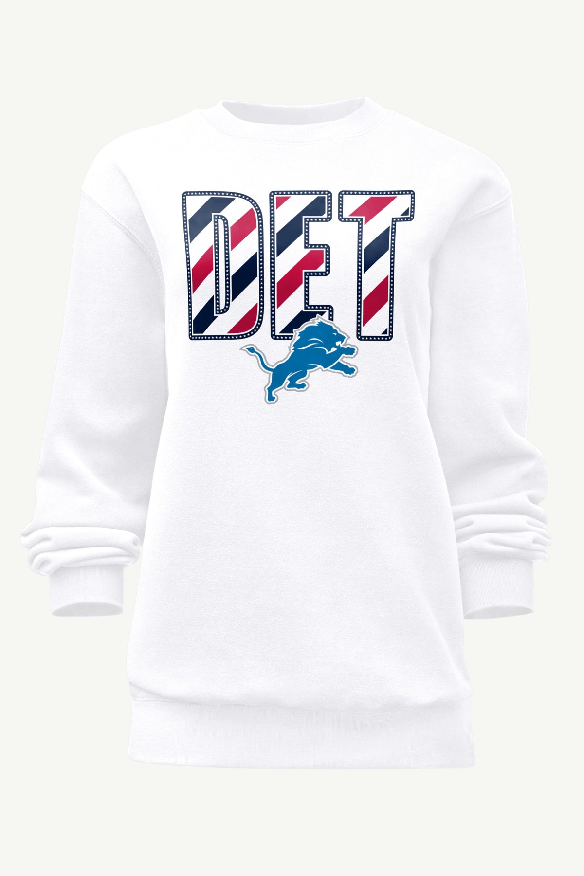 WOMENS DETROIT LIONS STARS AND STRIPES SWEATSHIRT - White