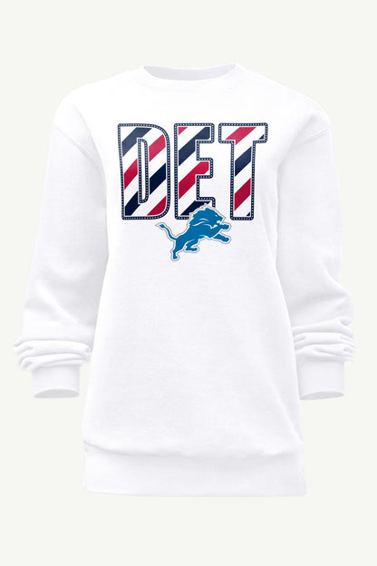 WOMENS DETROIT LIONS STARS AND STRIPES SWEATSHIRT - White