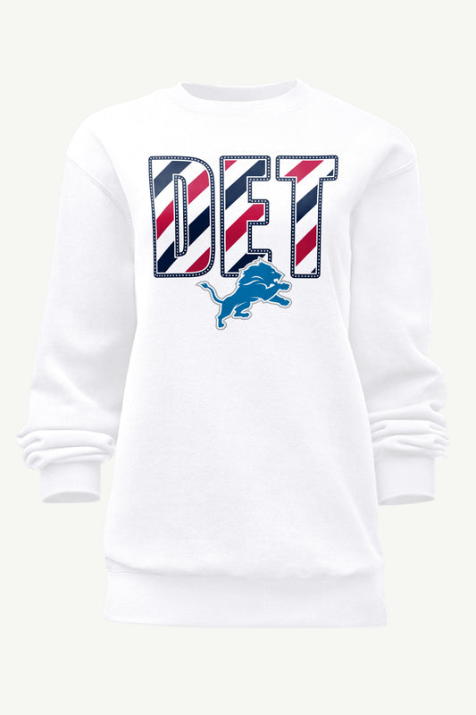 WOMENS DETROIT LIONS STARS AND STRIPES SWEATSHIRT - White