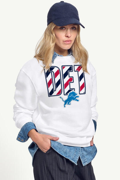 WOMENS DETROIT LIONS STARS AND STRIPES SWEATSHIRT - White