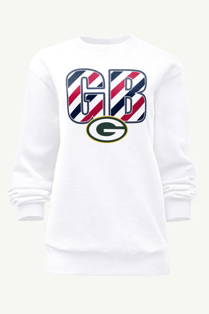 WOMENS GREEN BAY PACKERS STARS AND STRIPES SWEATSHIRT - White