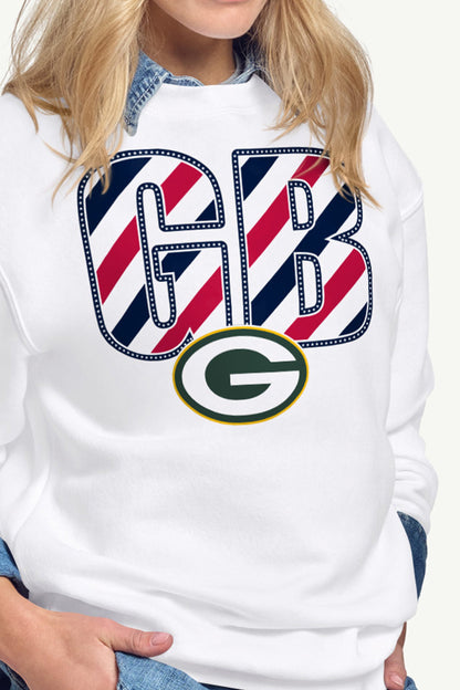 WOMENS GREEN BAY PACKERS STARS AND STRIPES SWEATSHIRT - White