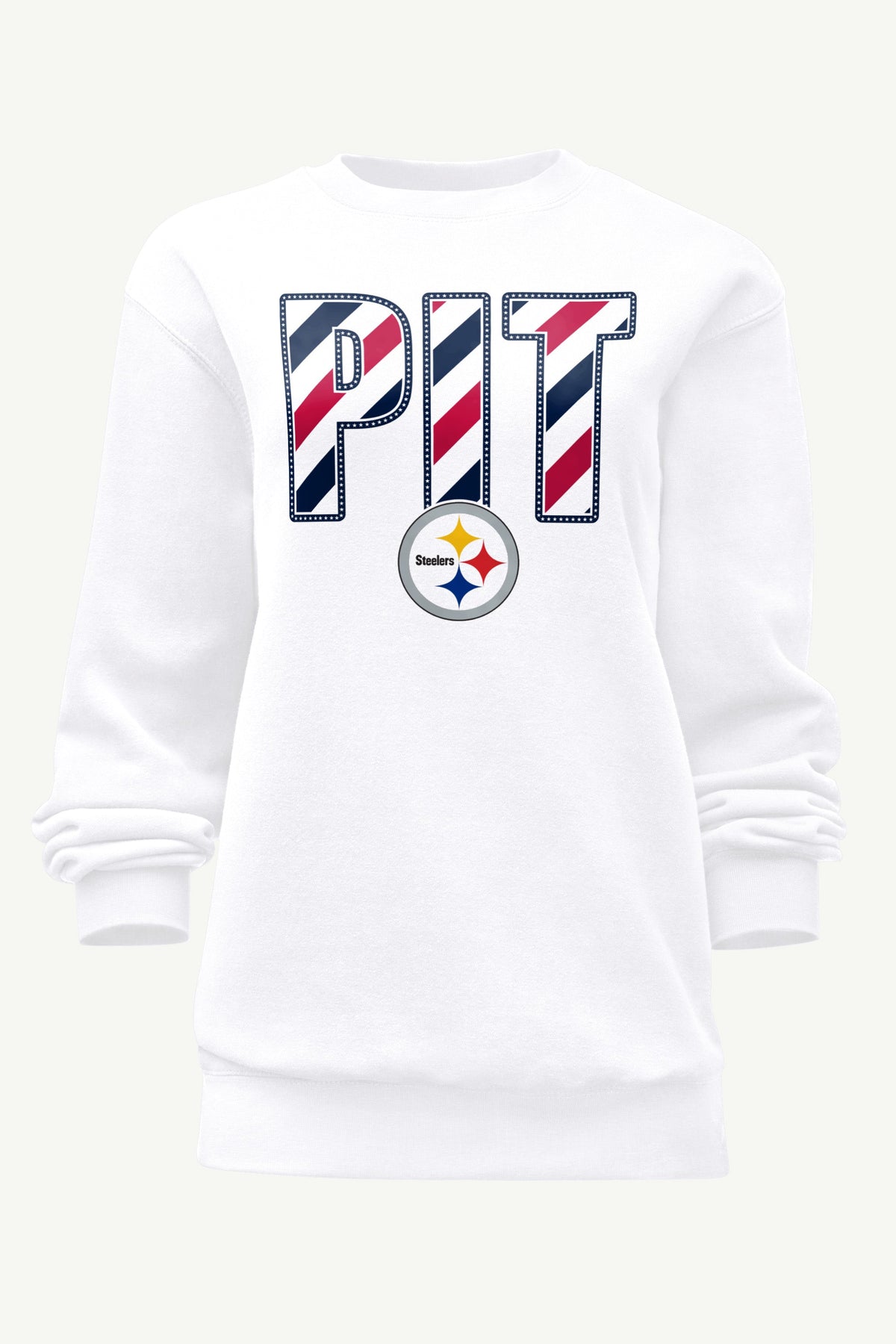 WOMENS PITTSBURGH STEELERS STARS AND STRIPES SWEATSHIRT - White