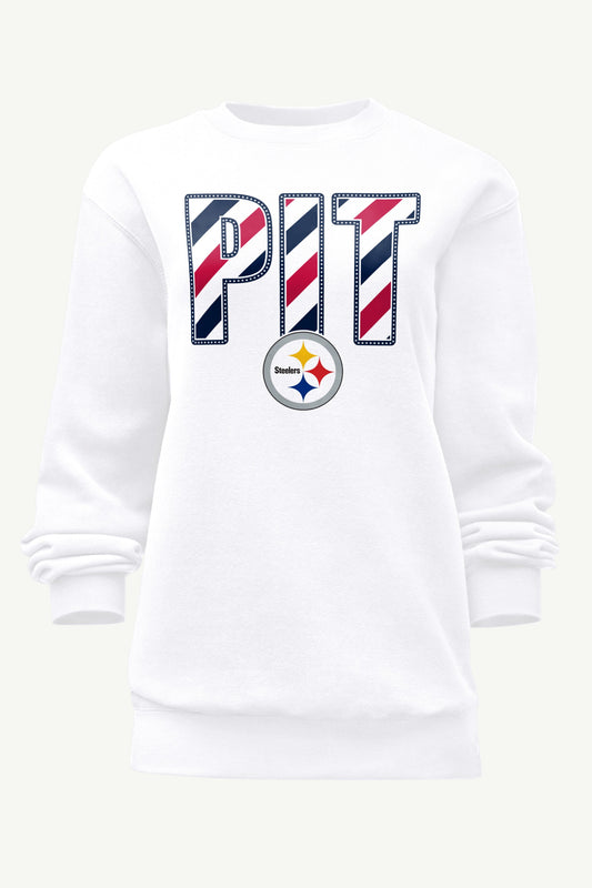 WOMENS PITTSBURGH STEELERS STARS AND STRIPES SWEATSHIRT - White