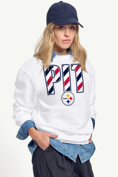 WOMENS PITTSBURGH STEELERS STARS AND STRIPES SWEATSHIRT - White