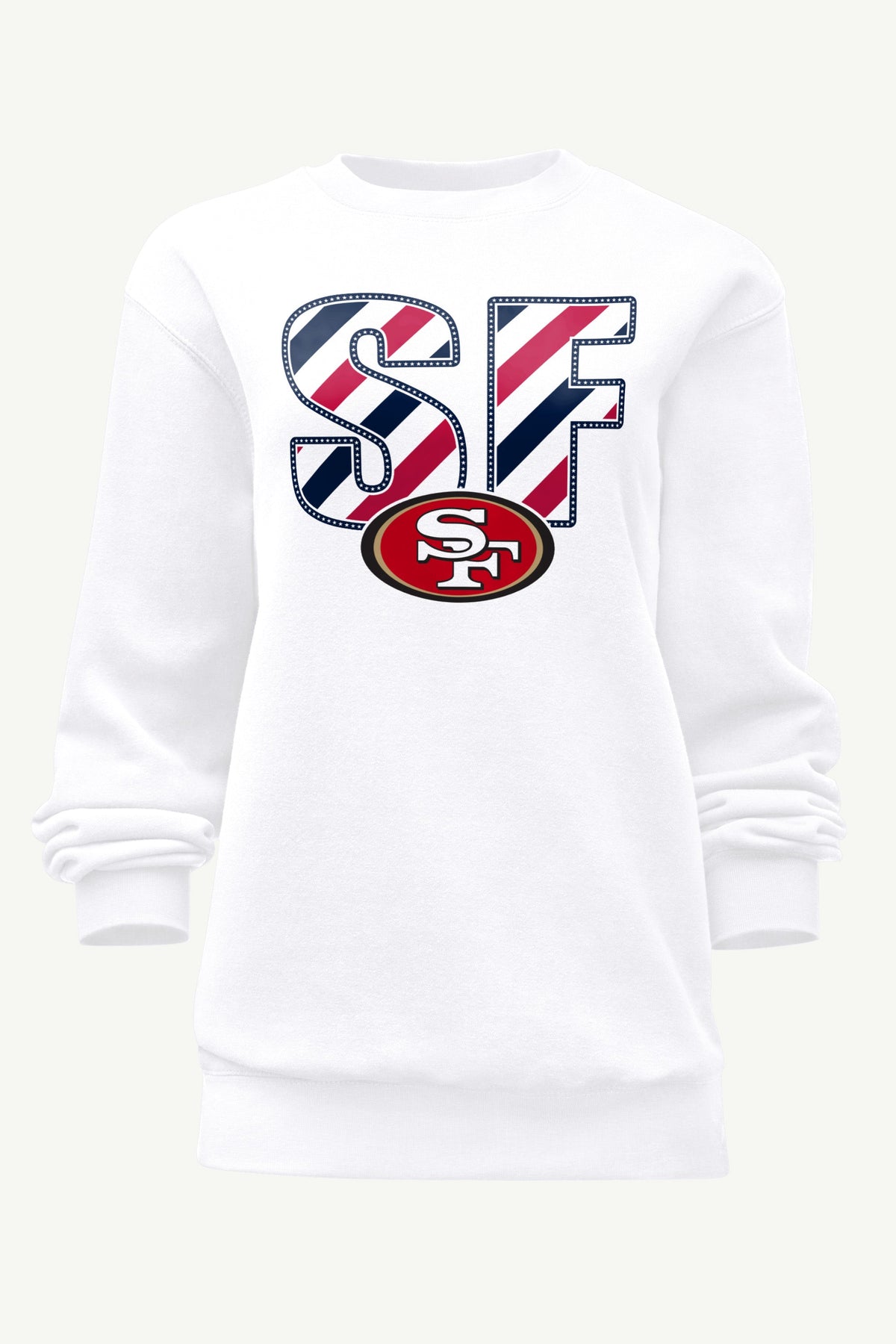 WOMENS SAN FRANCISCO 49ERS STARS AND STRIPES SWEATSHIRT - White