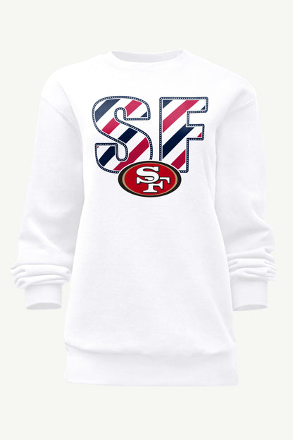 WOMENS SAN FRANCISCO 49ERS STARS AND STRIPES SWEATSHIRT - White