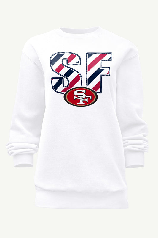 WOMENS SAN FRANCISCO 49ERS STARS AND STRIPES SWEATSHIRT - White