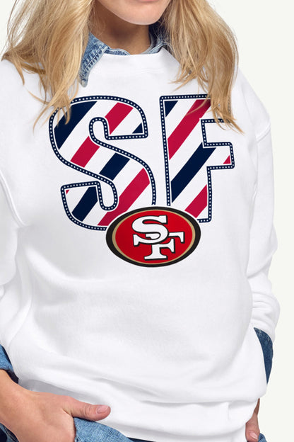 WOMENS SAN FRANCISCO 49ERS STARS AND STRIPES SWEATSHIRT - White