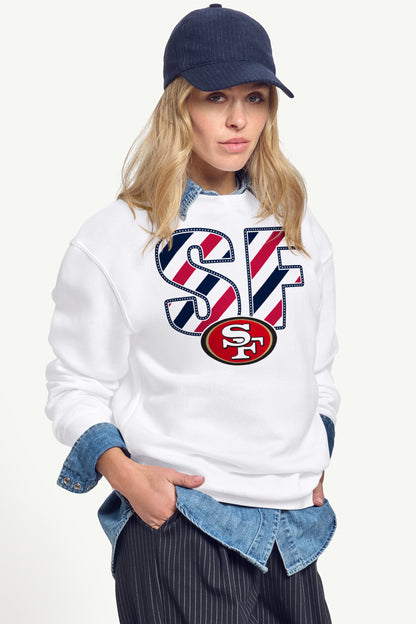 WOMENS SAN FRANCISCO 49ERS STARS AND STRIPES SWEATSHIRT - White