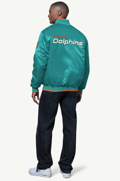 MENS MIAMI DOLPHINS AMBASSADOR SATIN VARSITY JACKET - Multi