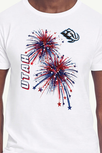 MENS UTAH MAMMOTH AMERICAN SPARKS SHORT SLEEVE T SHIRT - White
