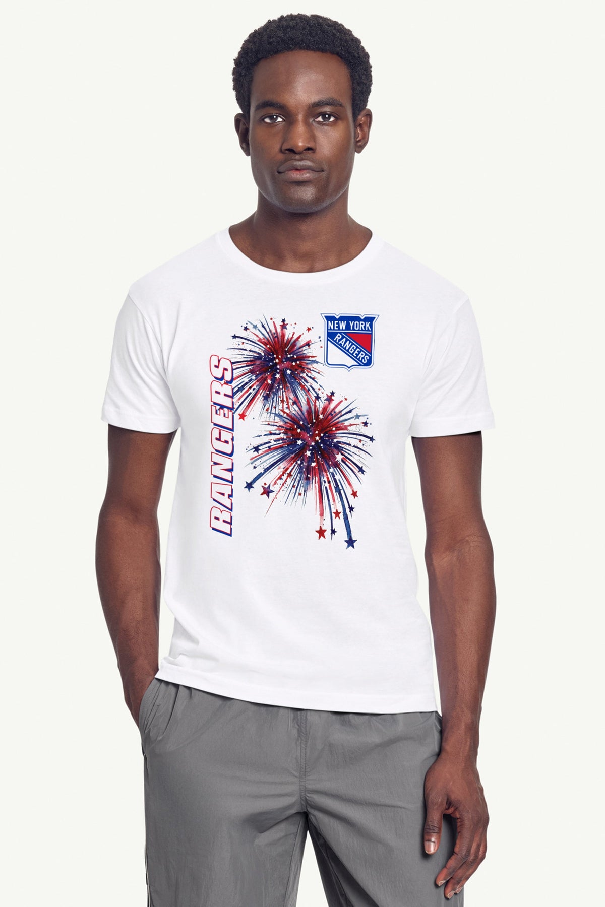 MENS NEW YORK RANGERS AMERICAN SPARKS SHORT SLEEVE T SHIRT - White