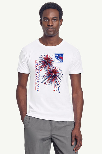 MENS NEW YORK RANGERS AMERICAN SPARKS SHORT SLEEVE T SHIRT - White