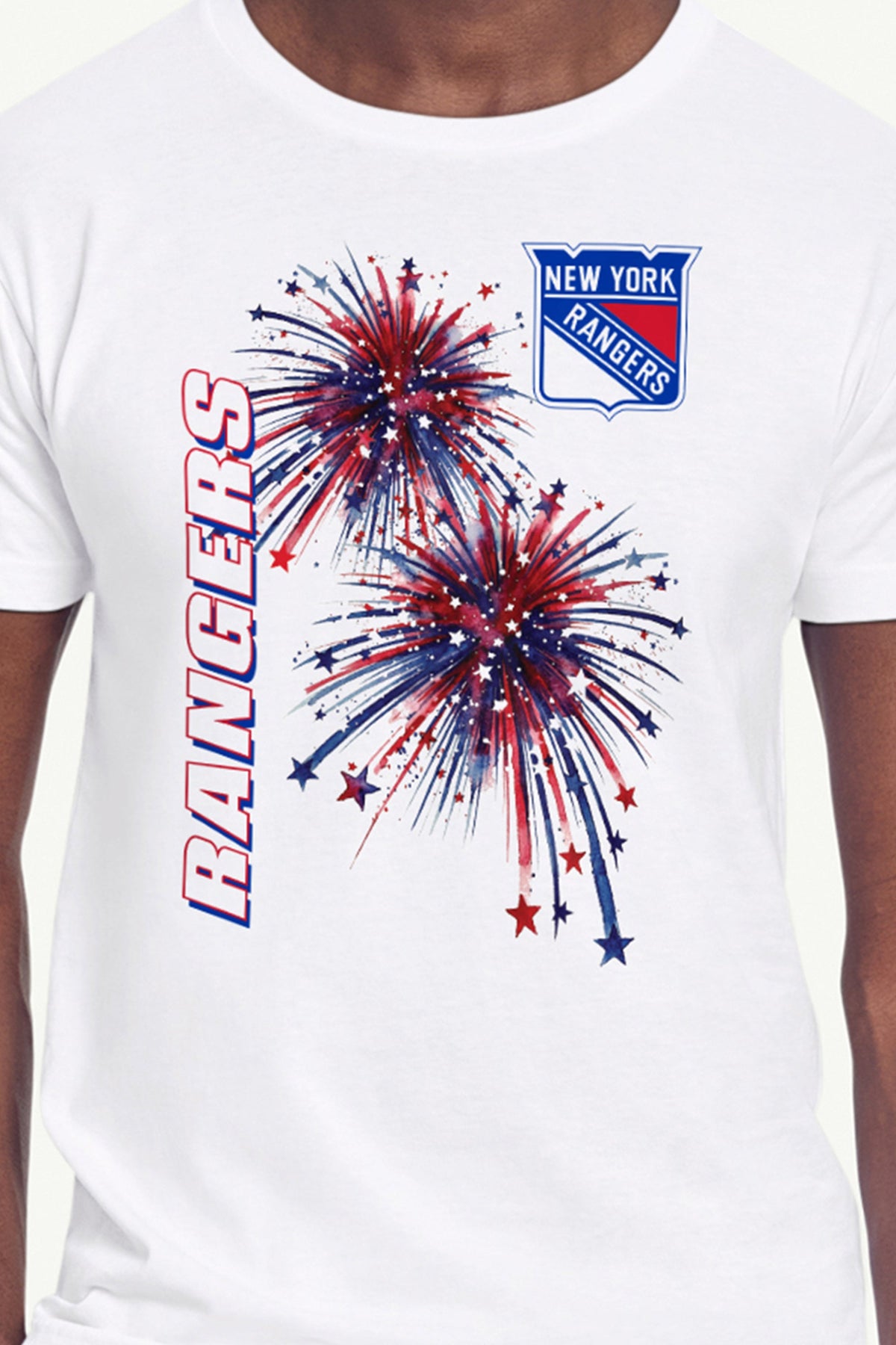 MENS NEW YORK RANGERS AMERICAN SPARKS SHORT SLEEVE T SHIRT - White